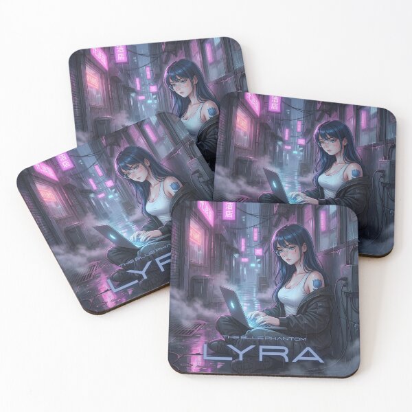Item preview, Lyra "The Blue Phantom" | Cyberpunk Anime Hacker Girl & Neon City Art designed and sold by Ahmed-G-Designs.