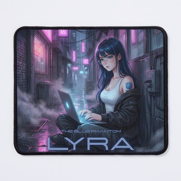 Item preview, Lyra "The Blue Phantom" | Cyberpunk Anime Hacker Girl & Neon City Art designed and sold by Ahmed-G-Designs.