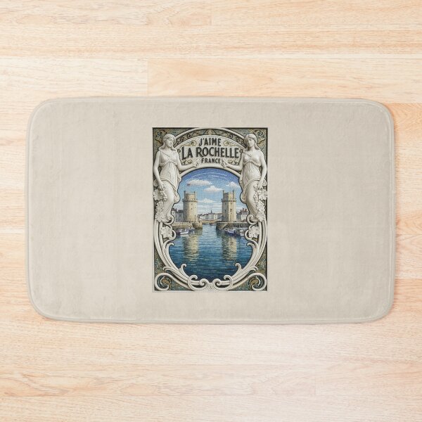 Item preview, J’Aime La Rochelle, France – Art Nouveau Mosaic Harbor Poster designed and sold by FrancophileFun.