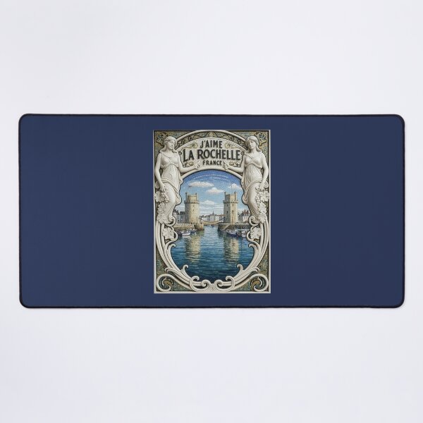 Item preview, J’Aime La Rochelle, France – Art Nouveau Mosaic Harbor Poster designed and sold by FrancophileFun.