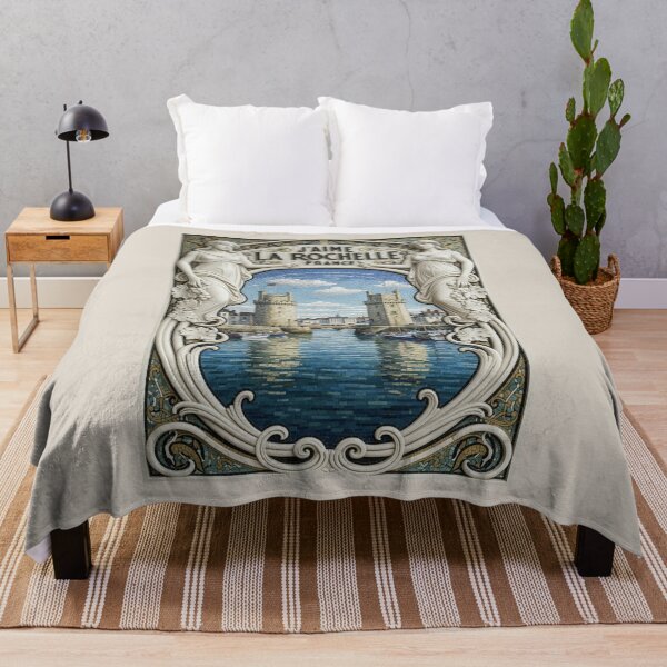 Item preview, J’Aime La Rochelle, France – Art Nouveau Mosaic Harbor Poster designed and sold by FrancophileFun.