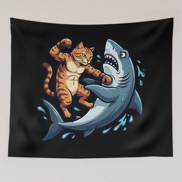 Item preview, Cat vs. Shark designed and sold by ReneMM.