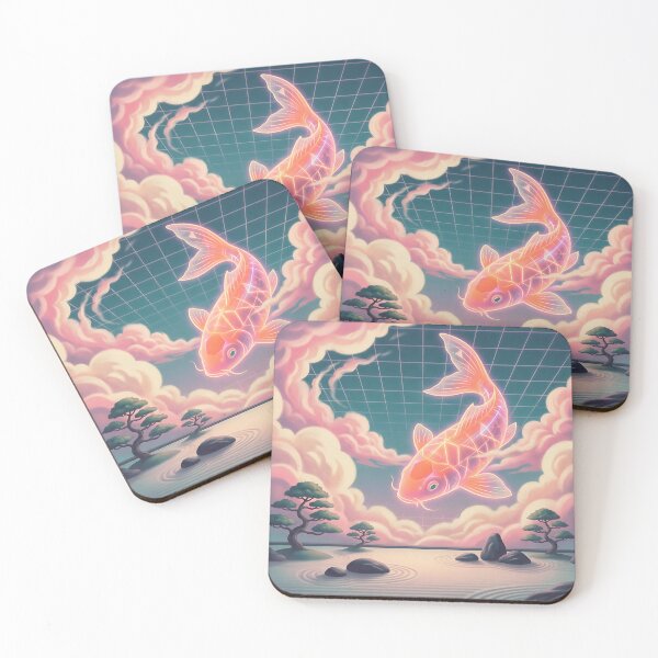 Item preview, Neon Koi Fish in Clouds - Dreamy Vaporwave designed and sold by TSOmac.
