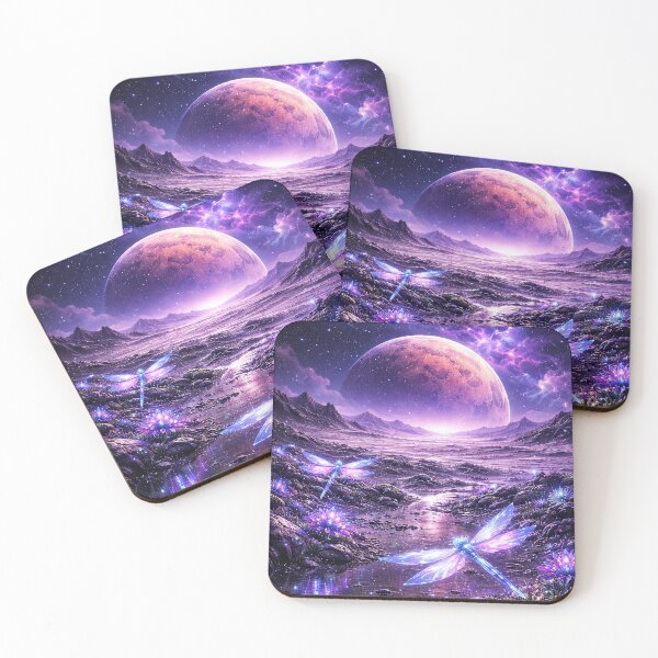 Item preview, Cosmic Dragonflies Under a Violet Moon designed and sold by ImaginingNebulae.