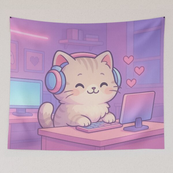 Item preview, Chibi Cat Gamer Artwork designed and sold by Eleven Lilacs.