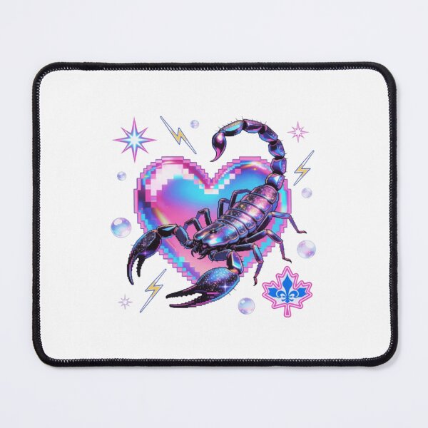 Item preview, Scorpion Zodiac Cyberpunk Neon Heart - Québec Maple Leaf Pixel Art designed and sold by JonathanP514.
