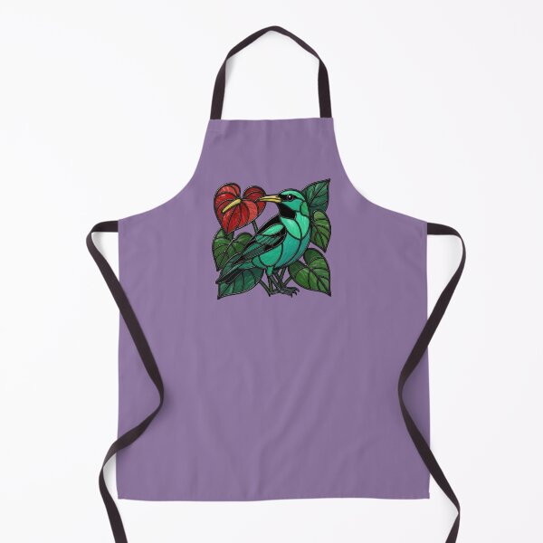 Item preview, Stained Glass Green Honeycreeper with Red Anthurium designed and sold by BirdsnStuff.