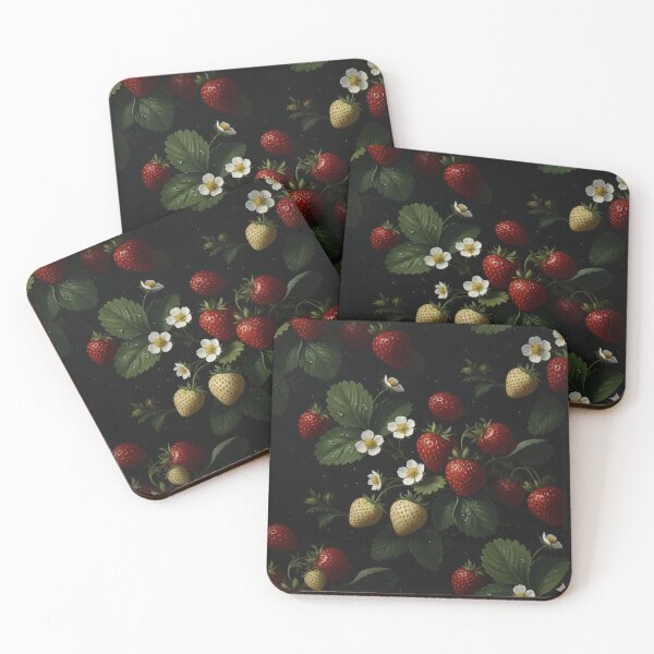 Item preview, Gothic Noir Strawberry: Vintage Botanical Oil Painting Pattern designed and sold by ZEYCAT.