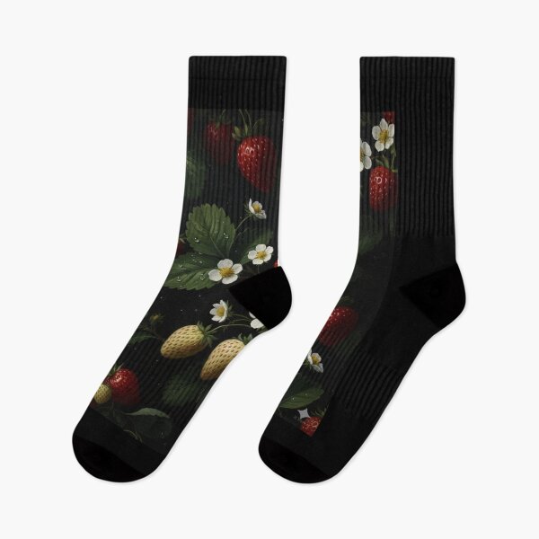 Item preview, Gothic Noir Strawberry: Vintage Botanical Oil Painting Pattern designed and sold by ZEYCAT.