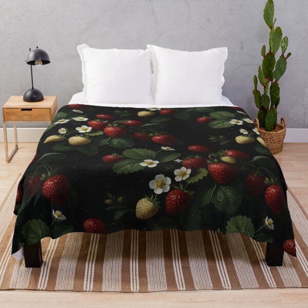 Item preview, Gothic Noir Strawberry: Vintage Botanical Oil Painting Pattern designed and sold by ZEYCAT.