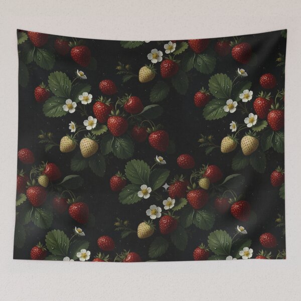 Item preview, Gothic Noir Strawberry: Vintage Botanical Oil Painting Pattern designed and sold by ZEYCAT.