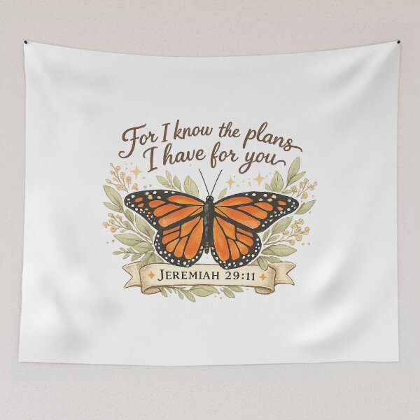 Item preview, For I Know The Plans I Have For You colorful butterfly designed and sold by CloudyPress.
