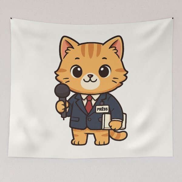 Item preview, Reporter Cat Illustration Kwai designed and sold by HoopeStylee.