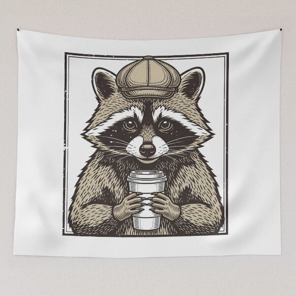 Item preview, Coffee First – Vintage Raccoon Logo designed and sold by Pollock.