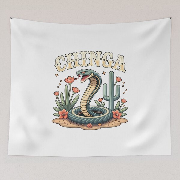 Item preview, Chinga la migra floral Snake in Tire - MexicanTattoo designed and sold by The Grumpy Pet Club.
