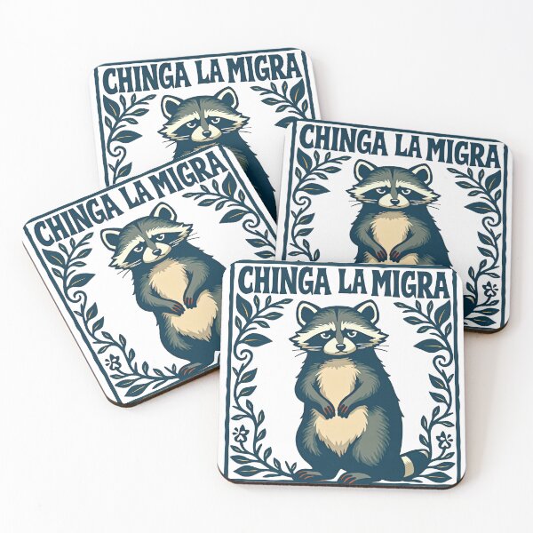 Item preview, Chinga La Migra floral Raccoon - Abolish ICE Protest designed and sold by The Grumpy Pet Club.