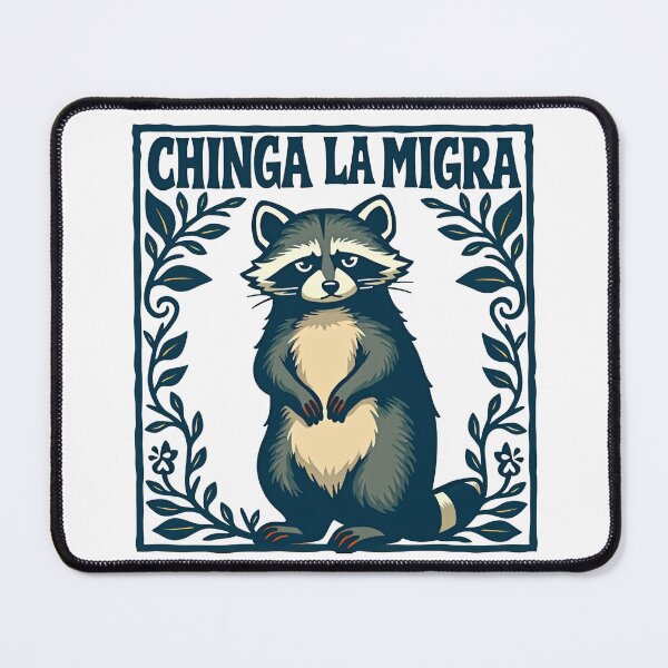 Item preview, Chinga La Migra floral Raccoon - Abolish ICE Protest designed and sold by The Grumpy Pet Club.