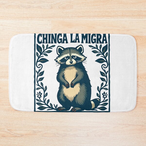 Item preview, Chinga La Migra floral Raccoon - Abolish ICE Protest designed and sold by The Grumpy Pet Club.