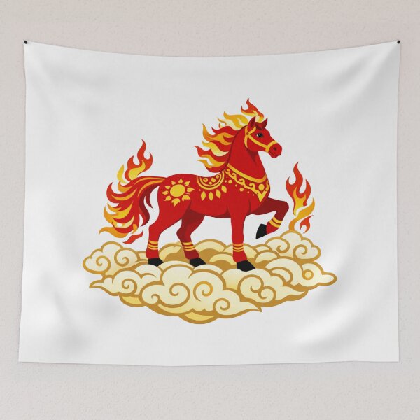 Item preview, Auspicious Fire Horse on Clouds designed and sold by Vendeloc.
