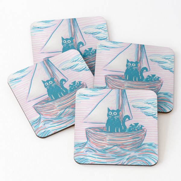 Item preview, Pastel Cute Kitty Fishing In a Boat designed and sold by AnnaDraws16.