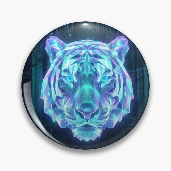 Item preview, Cyberpunk Crystal Tiger - Neon Geometric Wild Animal Art designed and sold by MBYStudio.
