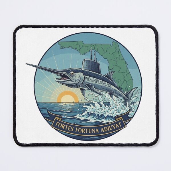 Item preview, USS Florida SSGN 728 Submarine Sticker - Marlin Sub Decal - Navy Motto Fortes Fortuna Adiuvat Vinyl Sticker designed and sold by Warhead Collective.