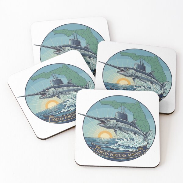 Item preview, USS Florida SSGN 728 Submarine Sticker - Marlin Sub Decal - Navy Motto Fortes Fortuna Adiuvat Vinyl Sticker designed and sold by Warhead Collective.