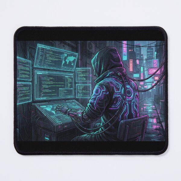 Item preview, The Digital Exile - Cyberpunk Street Hacker Art designed and sold by MBYStudio.