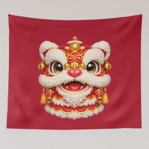 Item preview, Lion Dance Head | Cute Chinese New Year Kawaii Festive Art designed and sold by Moons Studio.