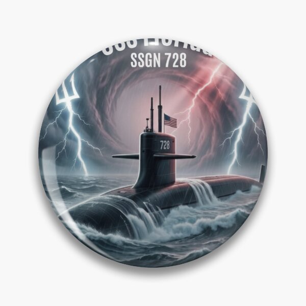 Item preview, USS Florida 728 Submarine Trident  - Navy Lightning Storm  - Fortes Fortuna Adiuvat Motto  designed and sold by Warhead Collective.