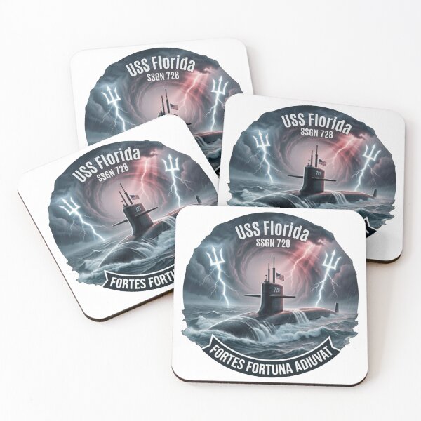 Item preview, USS Florida 728 Submarine Trident  - Navy Lightning Storm  - Fortes Fortuna Adiuvat Motto  designed and sold by Warhead Collective.