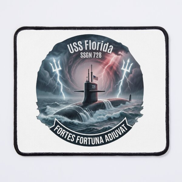 Item preview, USS Florida 728 Submarine Trident - Navy Lightning Storm - Fortes Fortuna Adiuvat Motto designed and sold by Warhead Collective.