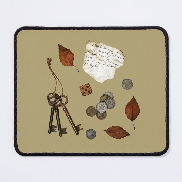 Item preview, Vintage Adventurer Inventory - Keys, Coins & Letter Flat Lay designed and sold by Dakson Design - Fantasy Art.