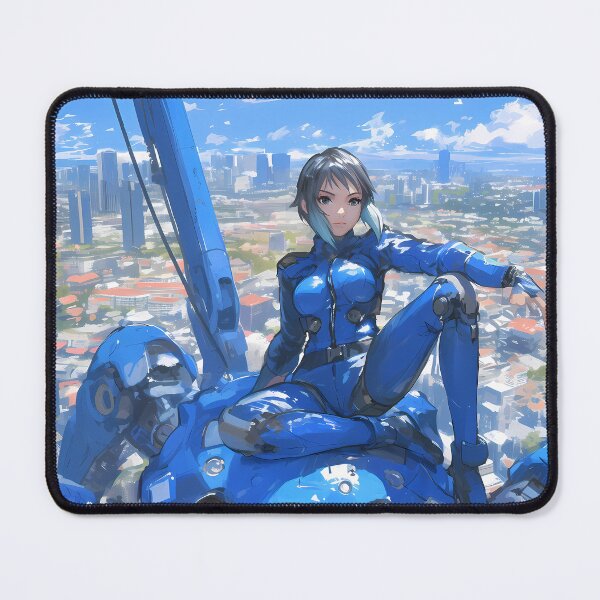Item preview, Tachikoma Ghost Shell Cityscape Blue Mecha Sci Fi Skyline designed and sold by mildaclairmo.