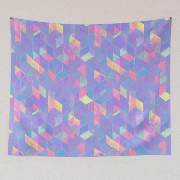 Item preview, Holographic Iridescent Geometric Cube Pattern designed and sold by Prismatect.