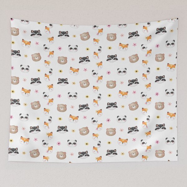 Item preview, Cute Watercolor Animal Faces Pattern – Kawaii Bear Fox Raccoon Panda designed and sold by GiftsCreek.