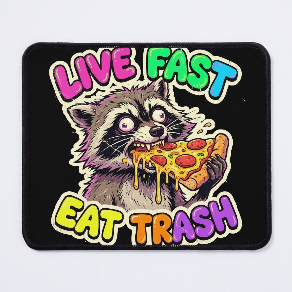 Item preview, Live Fast Eat Trash - Raccoon Eating Pizza designed and sold by The Grumpy Pet Club.