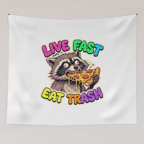 Item preview, Live Fast Eat Trash - Raccoon Eating Pizza designed and sold by The Grumpy Pet Club.