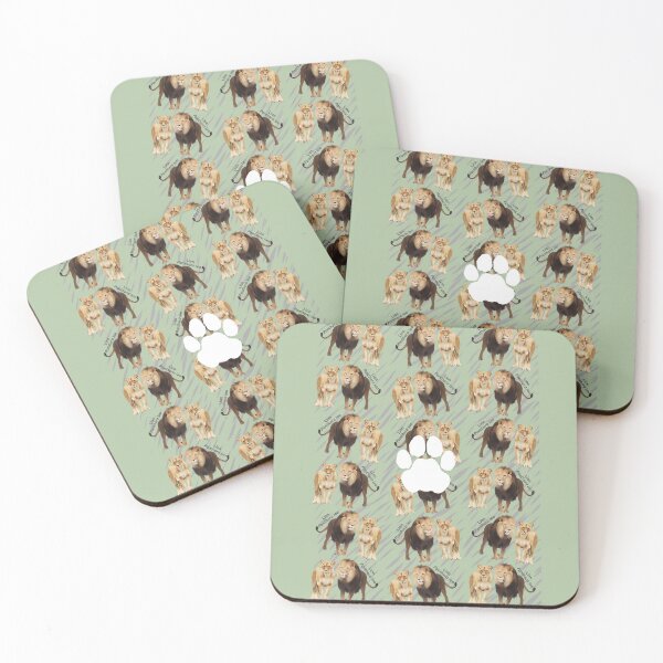 Item preview, Lion (Panthera leo) pattern on stripe background designed and sold by MYCatStuff.
