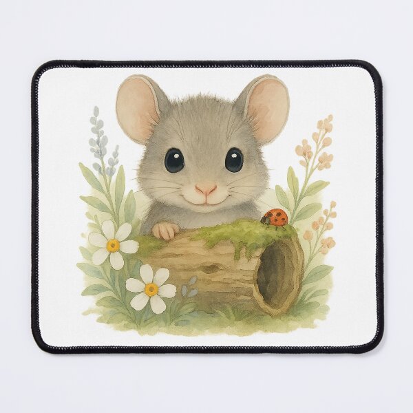 Item preview, Peekaboo Mouse in the Wildflowers – Watercolor Illustration by FunscapeHQ designed and sold by FunscapeHQ.