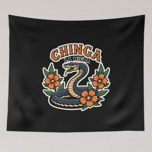Item preview, Chinga La Migra floral Snake- minnesota rebel loon designed and sold by The Grumpy Pet Club.