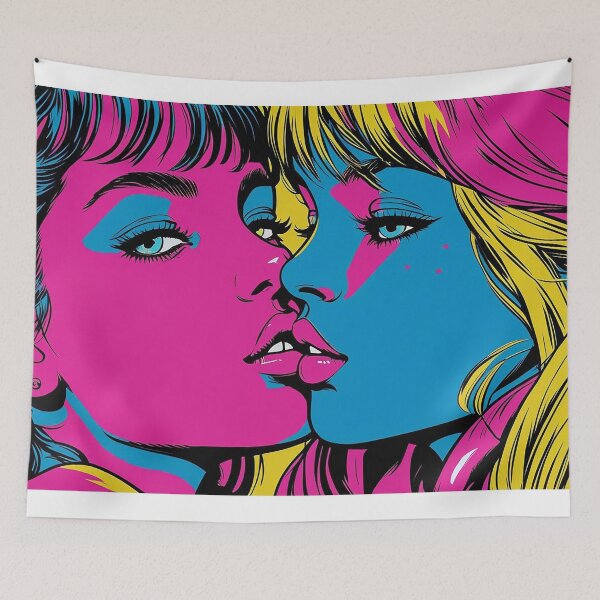 Item preview, Neon Kiss – Pop Art Portrait designed and sold by DiamondSkyShirt.