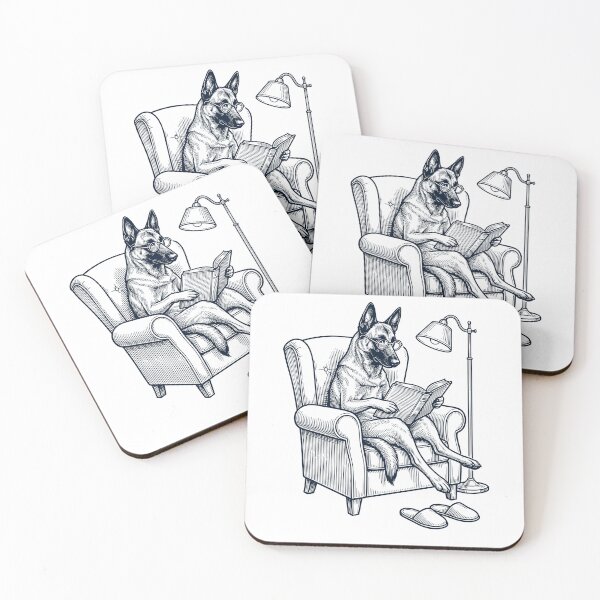 Item preview, Vintage Belgian Malinois Read Book Dog Mom Dad designed and sold by DoodleTortle.