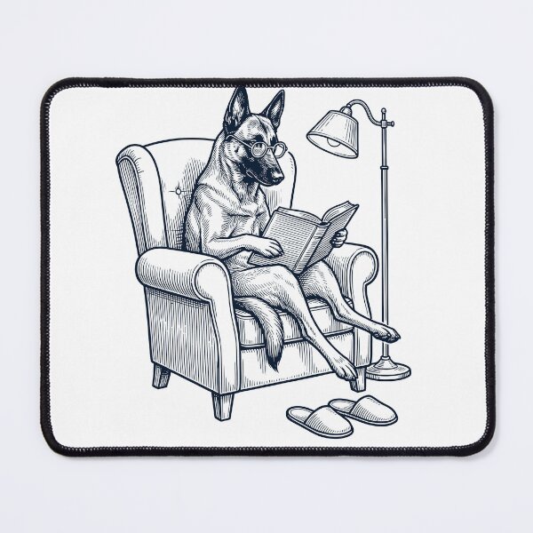 Item preview, Vintage Belgian Malinois Read Book Dog Mom Dad designed and sold by DoodleTortle.