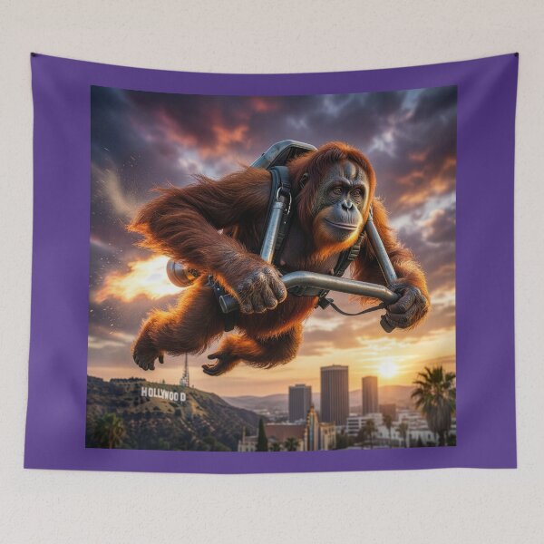 Item preview, Orangutan Flies Over Hollywood designed and sold by Tridentulus.