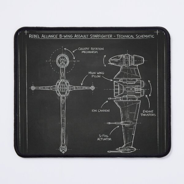 Item preview, B-Wing Assault Starfighter Technical Schematic Blueprint Illustration designed and sold by SavinMercantile.