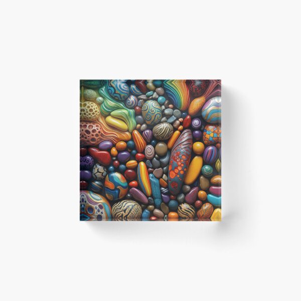 Item preview, Vibrant Pebble Chaos – Rainbow Stone Mosaic designed and sold by B-Russ-Stuff.