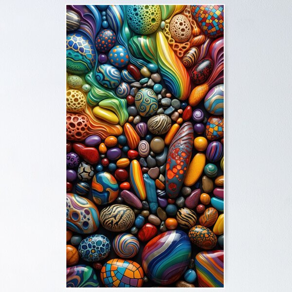 Item preview, Vibrant Pebble Chaos – Rainbow Stone Mosaic designed and sold by B-Russ-Stuff.
