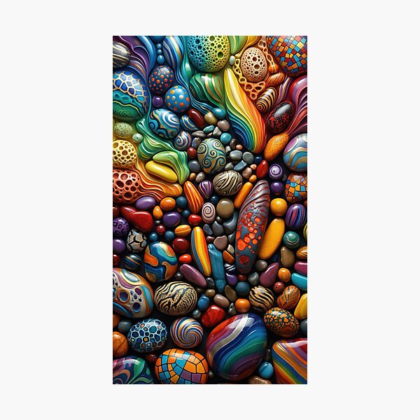 Item preview, Vibrant Pebble Chaos – Rainbow Stone Mosaic designed and sold by B-Russ-Stuff.