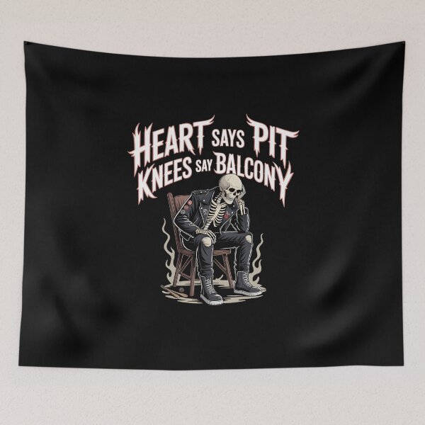 Item preview, Heart Says Pit Knees Say Balcony  Funny Concert Quote For Rock Music Fans  designed and sold by MatthewOlson1.